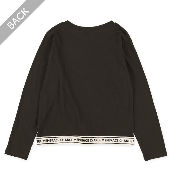 裾ロゴテープラメプリント長袖Tシャツ