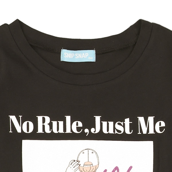 裾ロゴテープラメプリント長袖Tシャツ