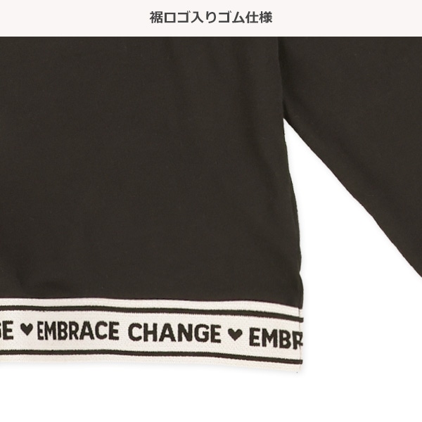 裾ロゴテープラメプリント長袖Tシャツ