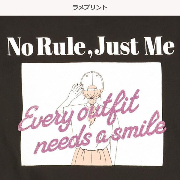 裾ロゴテープラメプリント長袖Tシャツ