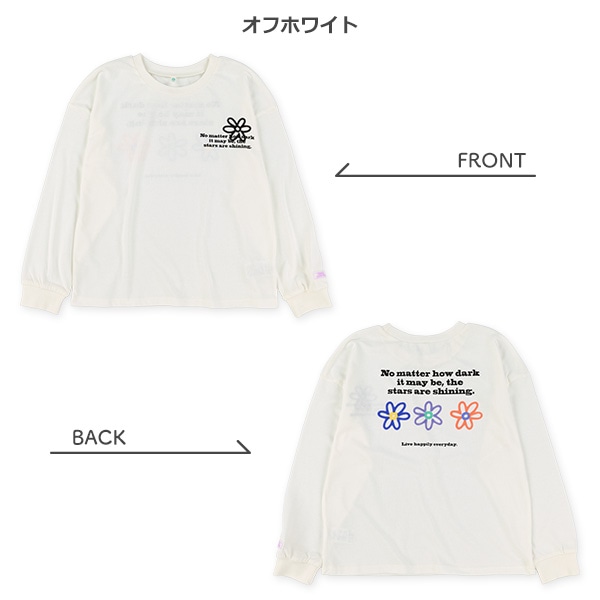 花ロゴ袖ワッペン長袖Tシャツ