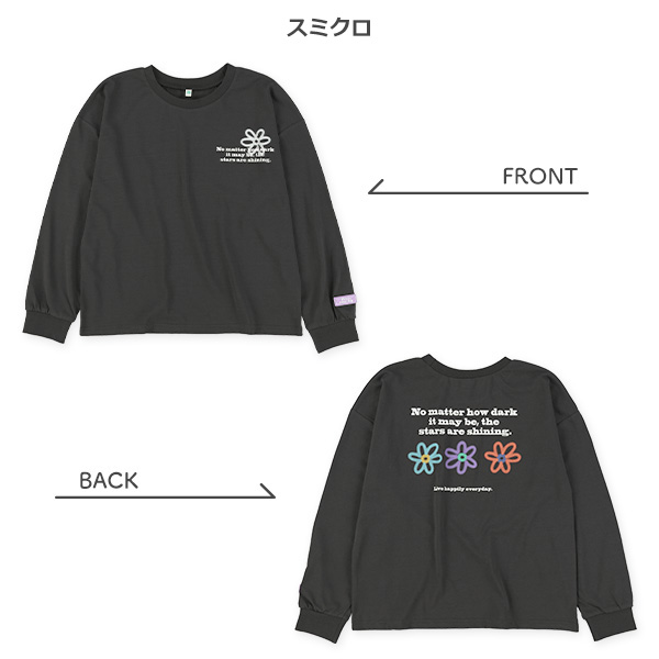 花ロゴ袖ワッペン長袖Tシャツ