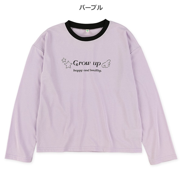 ラインストーンロゴ長袖Tシャツ