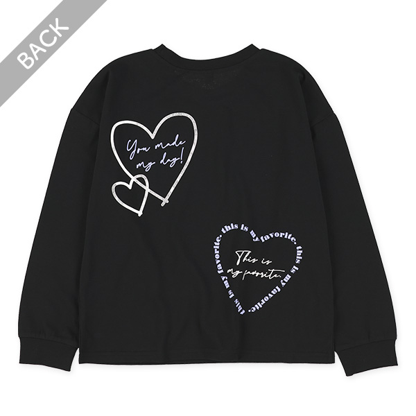 前後ハートプリント長袖Tシャツ