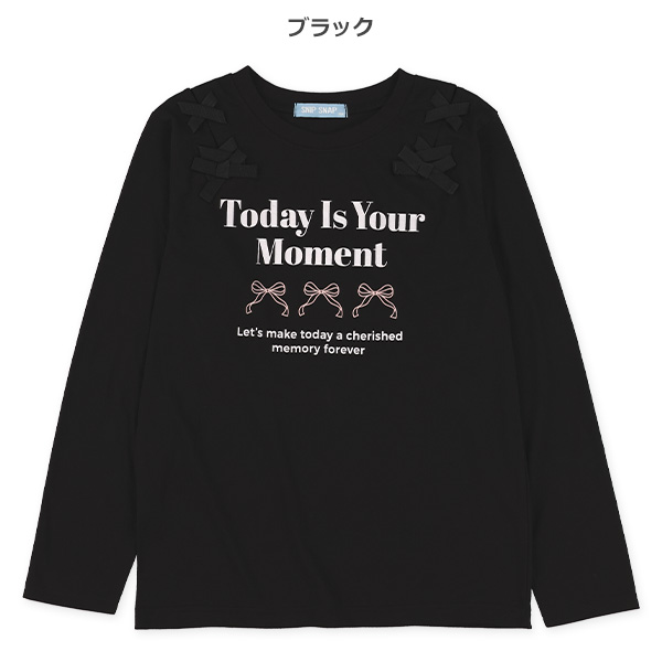 肩リボン長袖Tシャツ