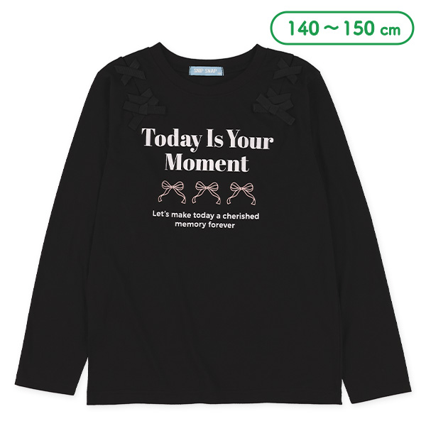 肩リボン長袖Tシャツ