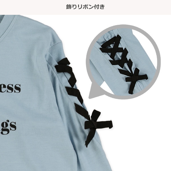 袖リボンロゴ長袖Tシャツ