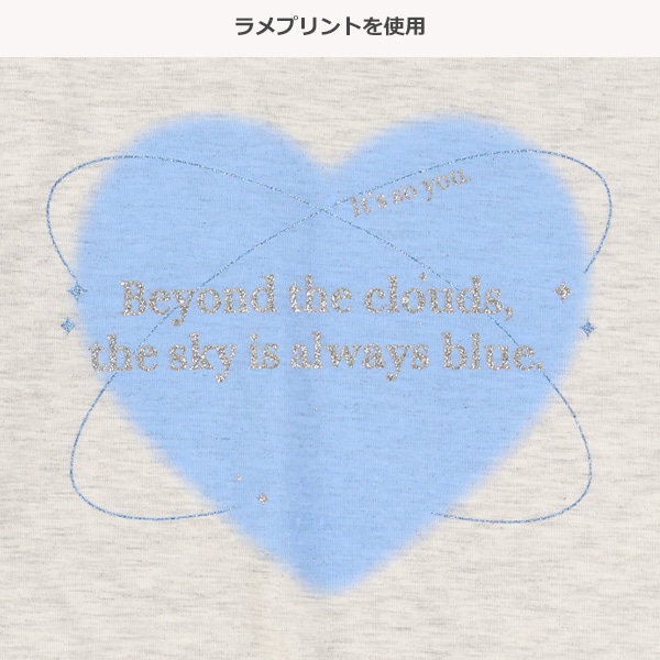 箔・ラメロゴプリント長袖Tシャツ