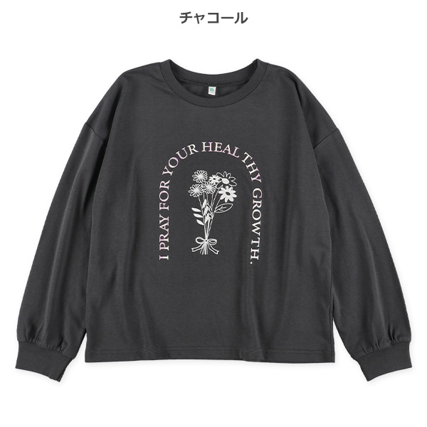 ロゴ花柄長袖Tシャツ
