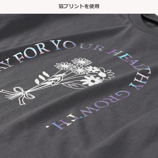 ロゴ花柄長袖Tシャツ