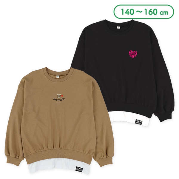 ミニ裏毛刺繍レイヤード風長袖Tシャツ