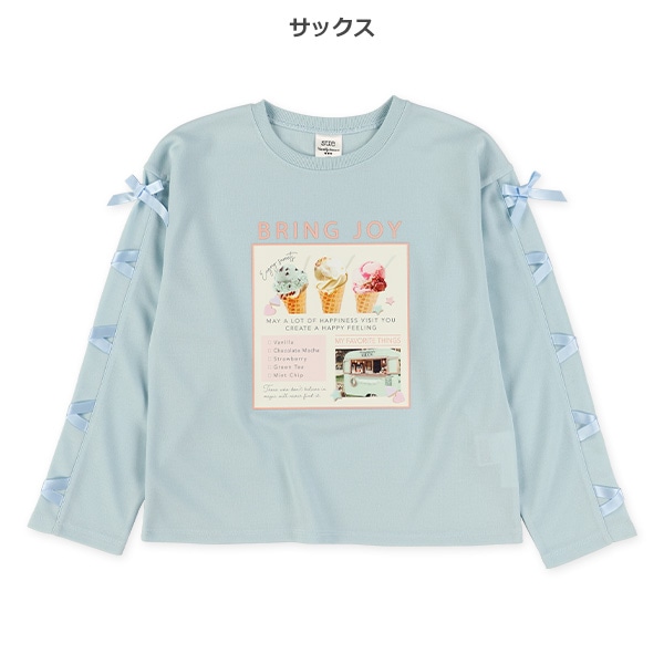 ポンチ転写レースアップ長袖Tシャツ