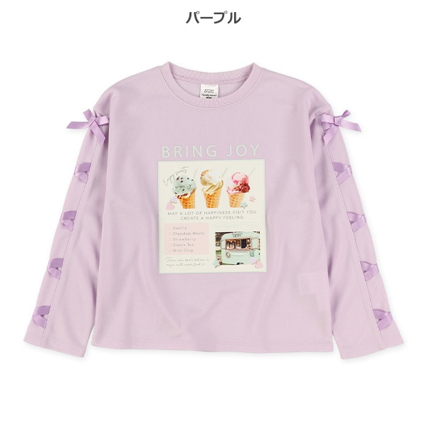 ポンチ転写レースアップ長袖Tシャツ