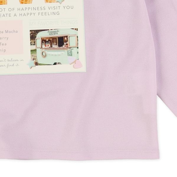 ポンチ転写レースアップ長袖Tシャツ