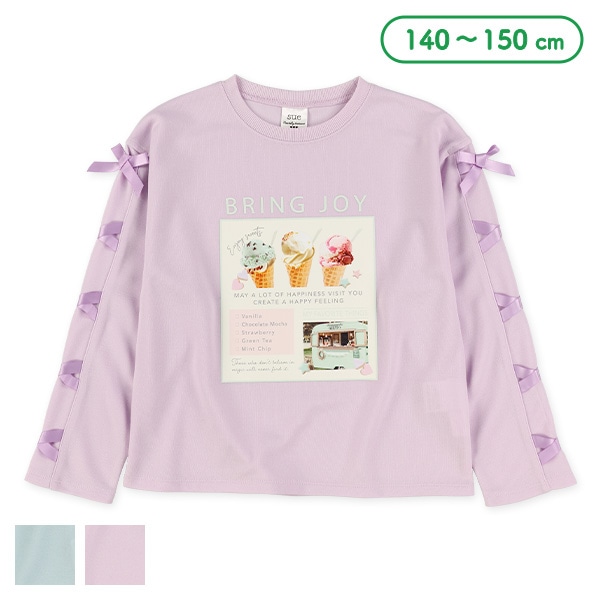 ポンチ転写レースアップ長袖Tシャツ