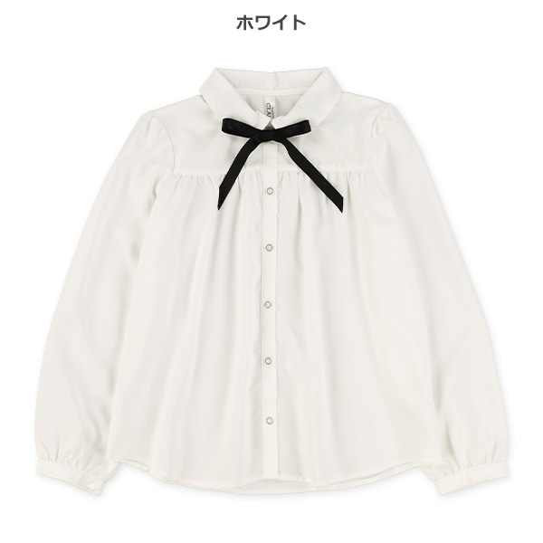 ボータイリボン付き長袖ブラウス