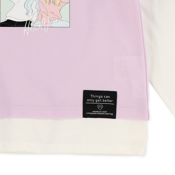 エモ系ベストレイヤード風長袖Tシャツ