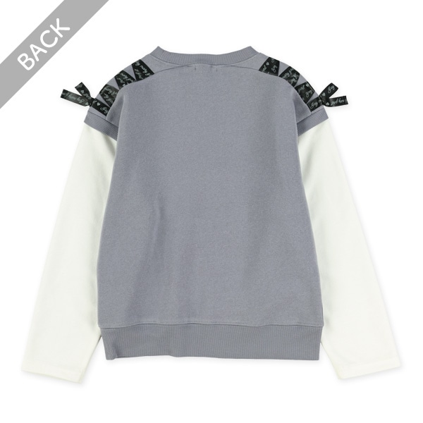 ふくれジャガード肩リボンレイヤード風長袖Tシャツ