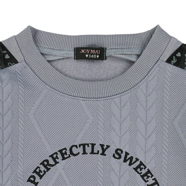 ふくれジャガード肩リボンレイヤード風長袖Tシャツ
