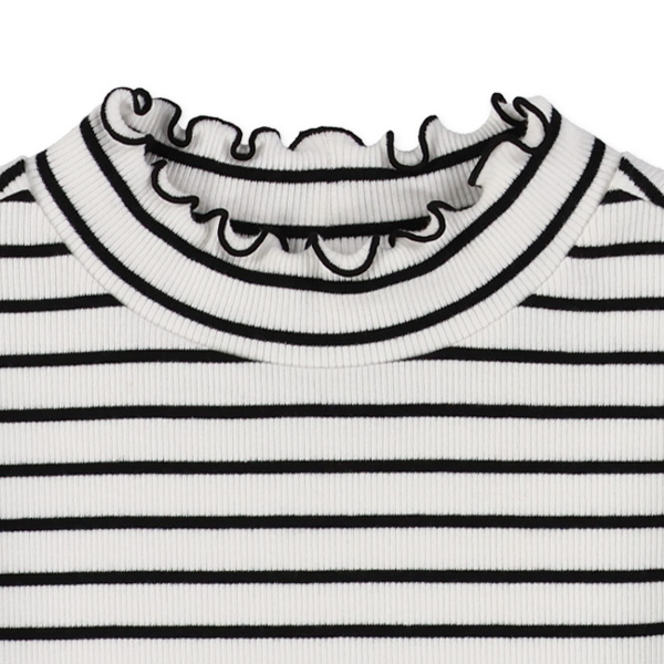襟ぐりテレコボーダーハイネック長袖Tシャツ