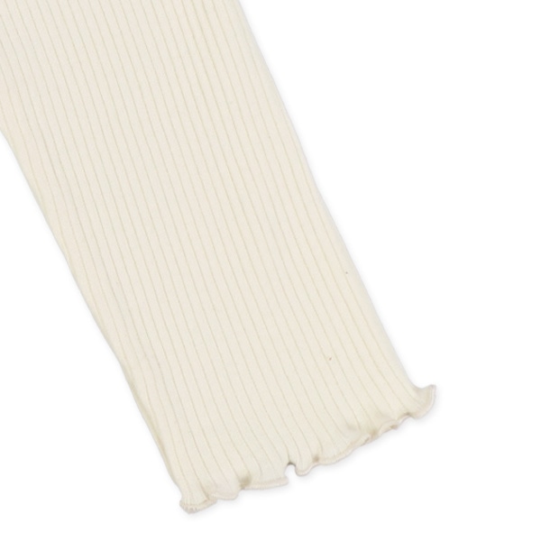 針抜きスムース肩シフォンフリルハイネック長袖Tシャツ