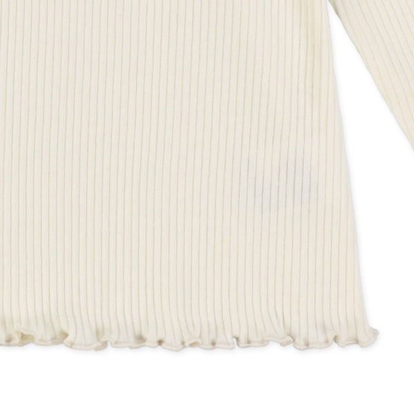 針抜きスムース肩シフォンフリルハイネック長袖Tシャツ