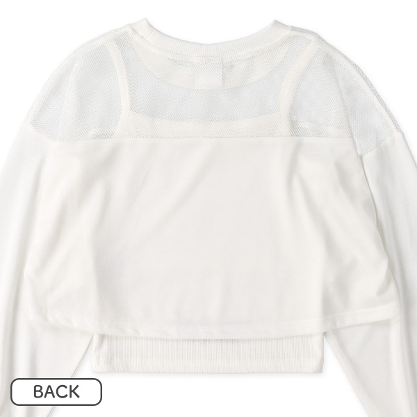 メッシュ切り替えセット風長袖Tシャツ