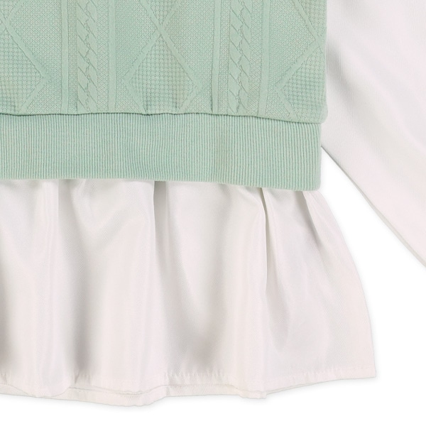 ジャガードベストレイヤード風長袖ブラウス