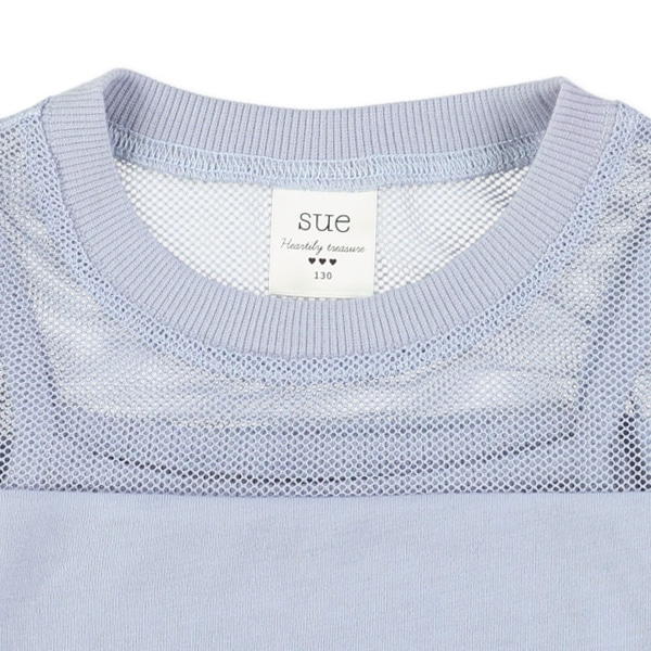 メッシュ切り替えキャミレイヤード風長袖Tシャツ