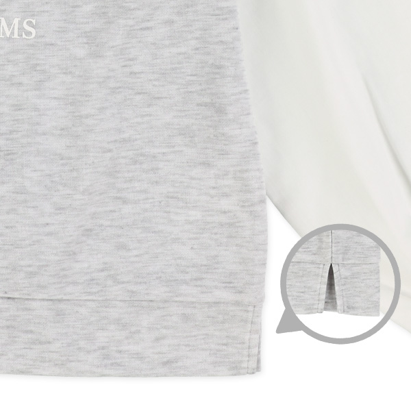 襟付き布帛レイヤード風長袖Tシャツ