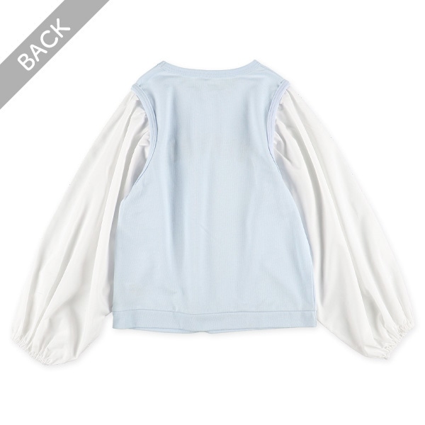 裏毛ロゴ袖バルーンレイヤード風長袖Tシャツ