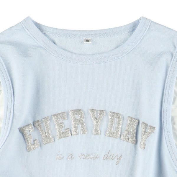 裏毛ロゴ袖バルーンレイヤード風長袖Tシャツ