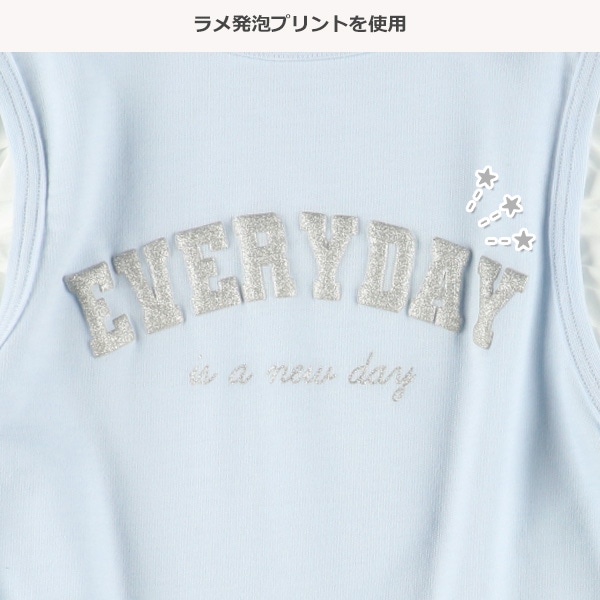 裏毛ロゴ袖バルーンレイヤード風長袖Tシャツ