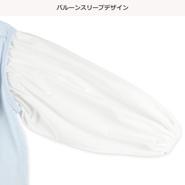 裏毛ロゴ袖バルーンレイヤード風長袖Tシャツ