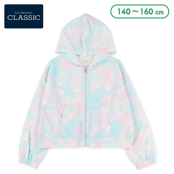 メッシュタイダイ風ジップパーカー