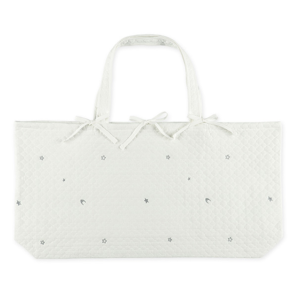 イブルお昼寝布団バッグ ホワイト（月&星）70×42×14cm