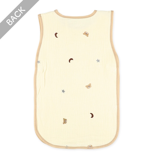ガーゼ丸型スリーパーM（くま・星刺繍）