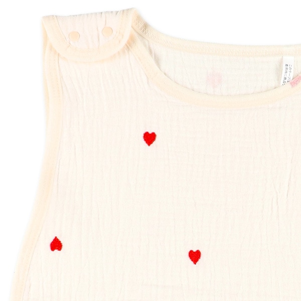 ガーゼ丸型スリーパーM（ハート刺繍）