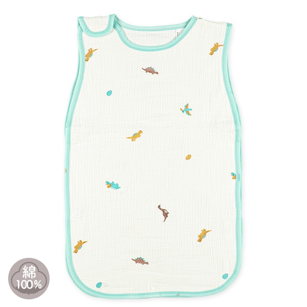 ガーゼ丸型スリーパーM（恐竜刺繍）