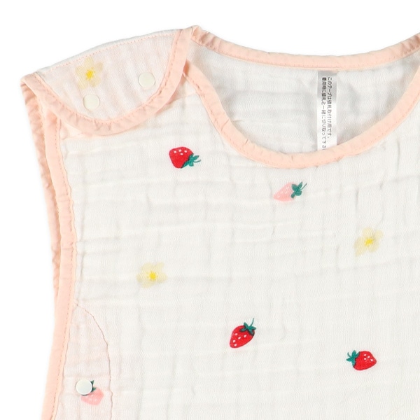 6重ガーゼ通期丸型スリーパー（いちご）