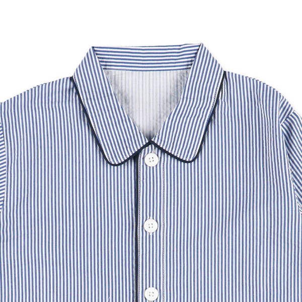 袖ロールアップ前開き長袖パジャマ（ストライプ）