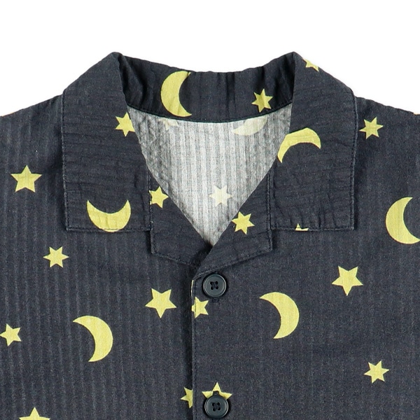 前開き半袖パジャマ（星・月柄）