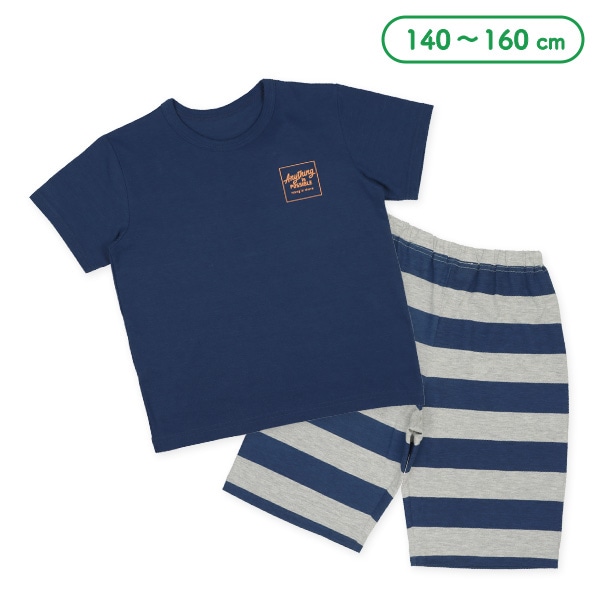 半袖パジャマ（胸ロゴ・ボーダー）