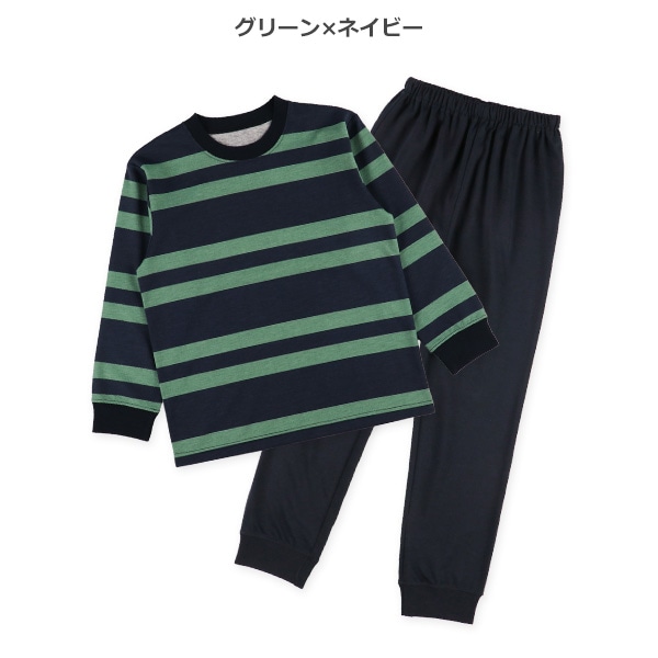 ミニ裏毛長袖パジャマ（マルチボーダー）
