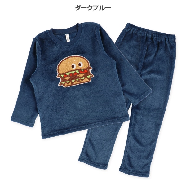 フラノフリース長袖パジャマ（ハンバーガーワッペン）