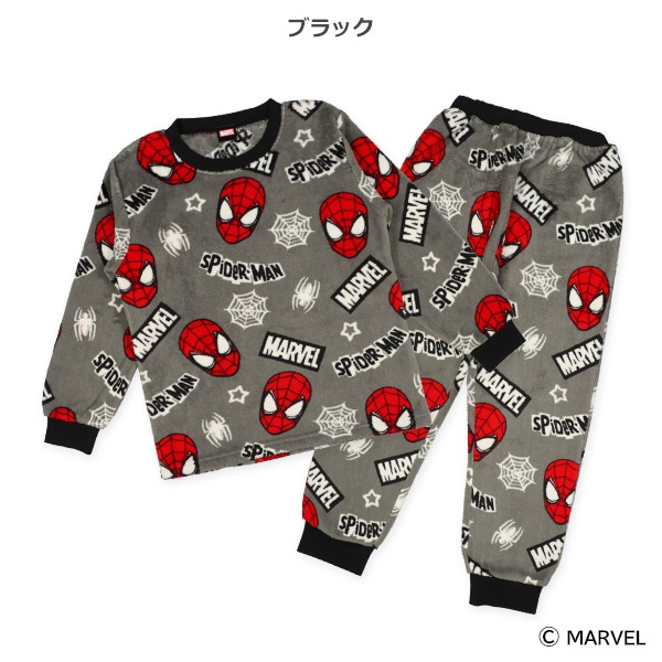 サンゴフリース長袖パジャマ（スパイダーマン総柄）