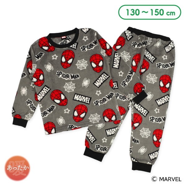 サンゴフリース長袖パジャマ（スパイダーマン総柄）