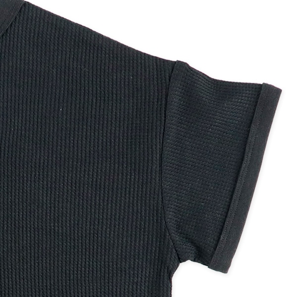 どっちもまえワッフル半袖ルームウェア（ブラック）