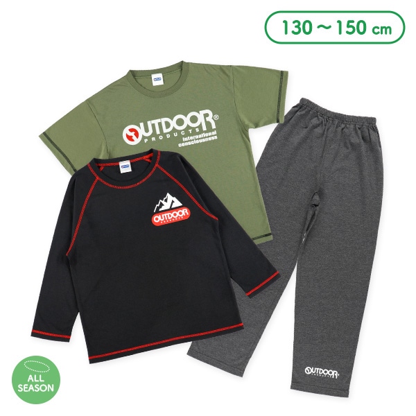 OUTDOOR）2トップスパジャマ（半袖+長袖/ロゴ）