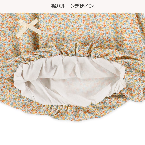 布帛総柄バルーンフレンチスリーブワンピース